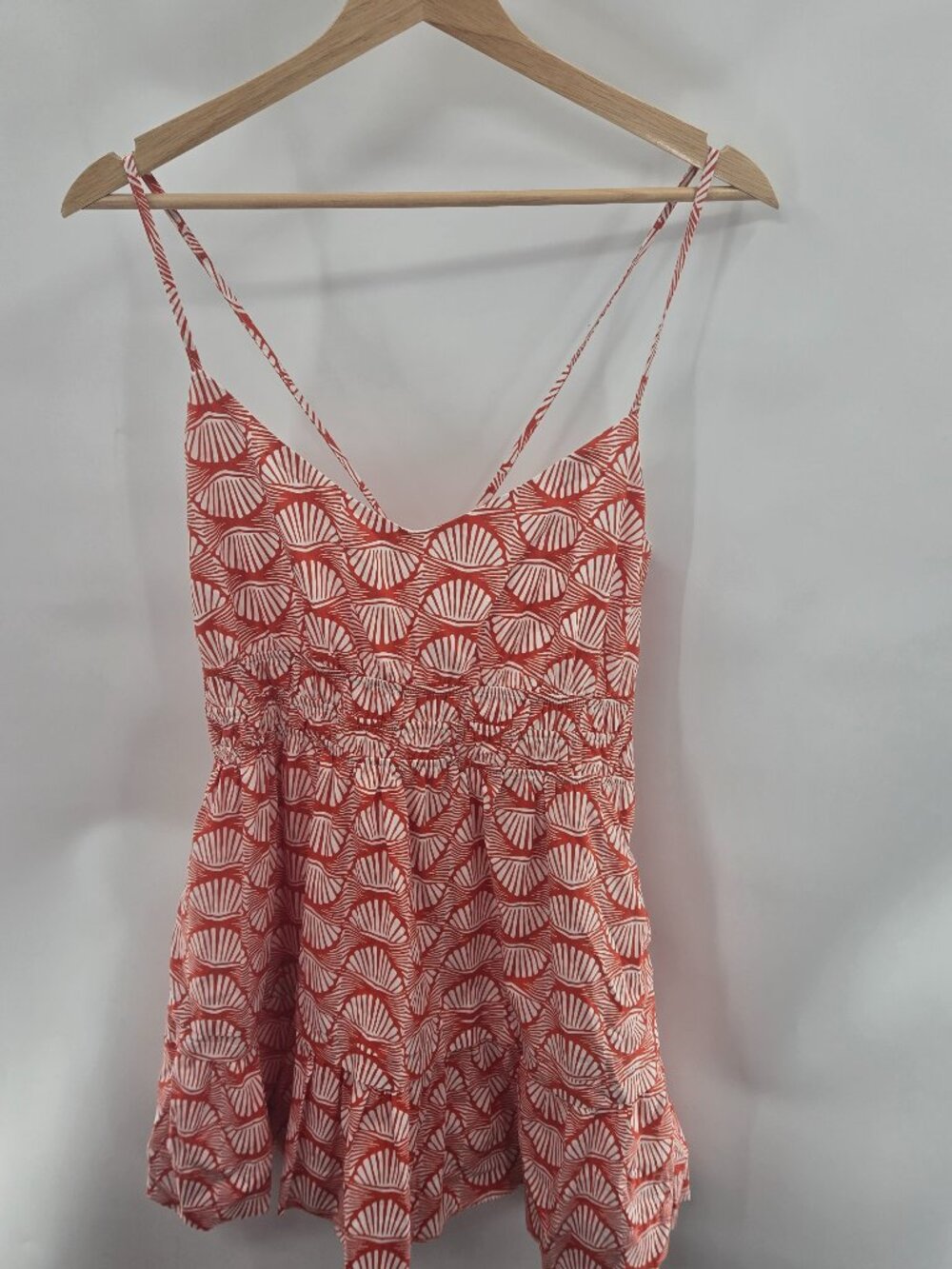Anthropologie Orange White Shell Somerset Cotton Poplin Edition Dress Size LP